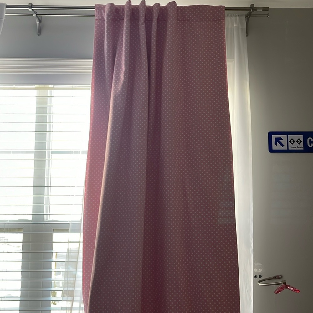 PBK kids polka dot curtains in perfect condition. 2 panels. 93x43 inches each.